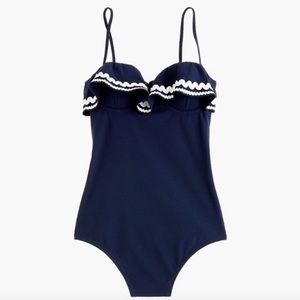 NEW! J.Crew Navy Ruffle Swimsuit One Piece Size 4